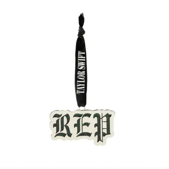 Taylor Swift Holiday Collection Reputation Rep Logo Black Glitter Ornament NEW - Picture 2 of 5
